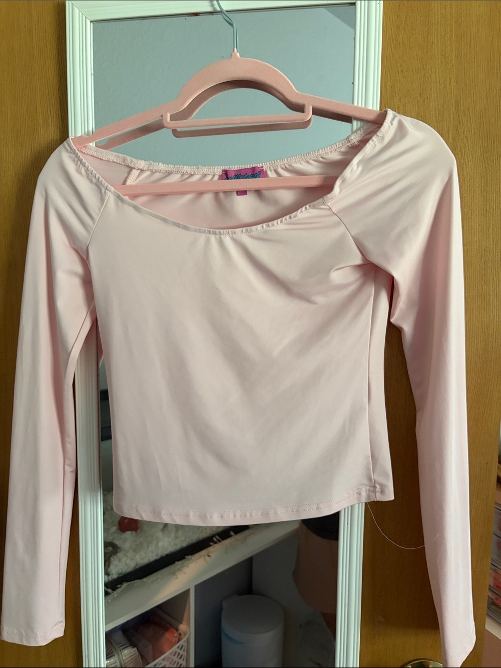 Edikted Women's Long Sleeve Boatneck Top - Light Pink